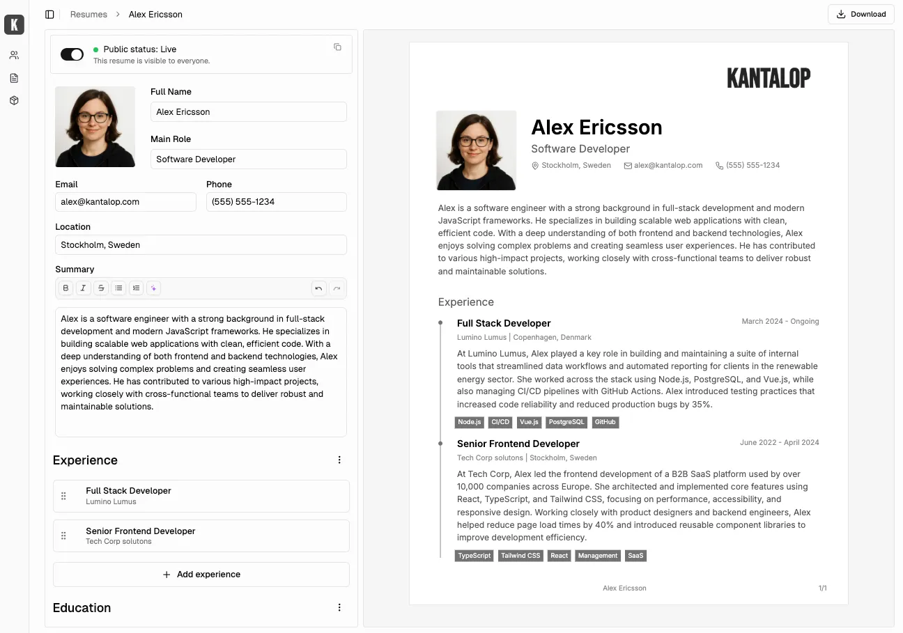 Kantalop platform preview